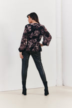 Floral V Neck Frill Detail Blouse