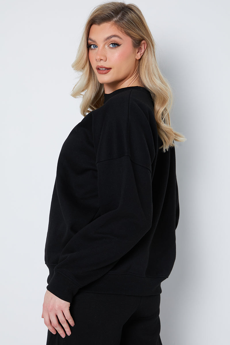 Crew Neck Fleecback Sweater