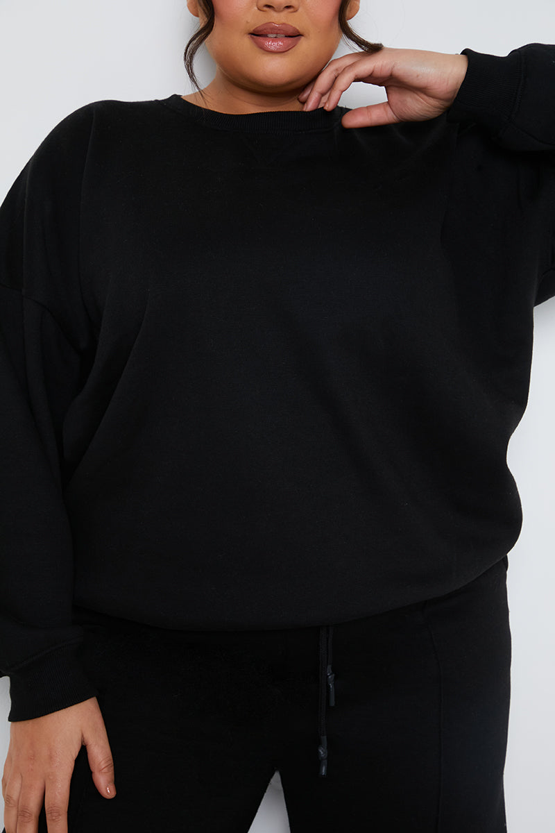 Crew Neck Fleecback Sweater