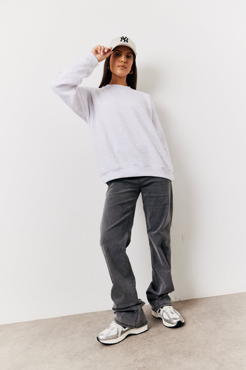 Crew Neck Fleeceback Sweater