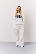 Cream 1992 Embroidered Slogan Sweatshirt