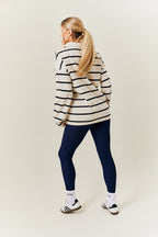 Cream & Black 90's Stripe Long Sleeve Rugby Shirt