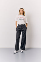 White Embroidered Paris Slogan T-Shirt