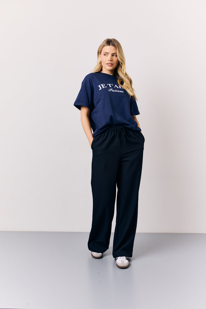 Navy Graphic Slogan T-Shirt