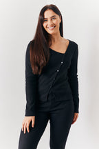 Brushed Rib Asymmetric Co-Ord Top