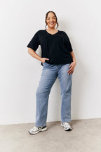 Black and White 2 Pack Slouchy V-Neck T-Shirt