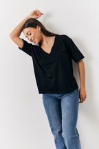 Black and White 2 Pack Slouchy V-Neck T-Shirt