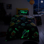 Outer Space Black Glow in the Dark Kids Duvet Set