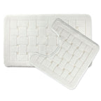 Orkney White Crosshatch 2 Piece Bath Mat Set