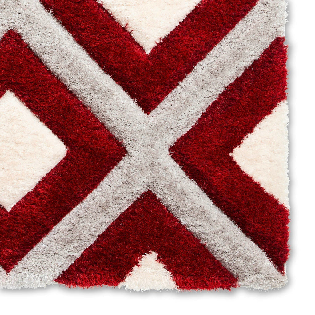 Olympia GR224 Grey/Red Geometric Rug