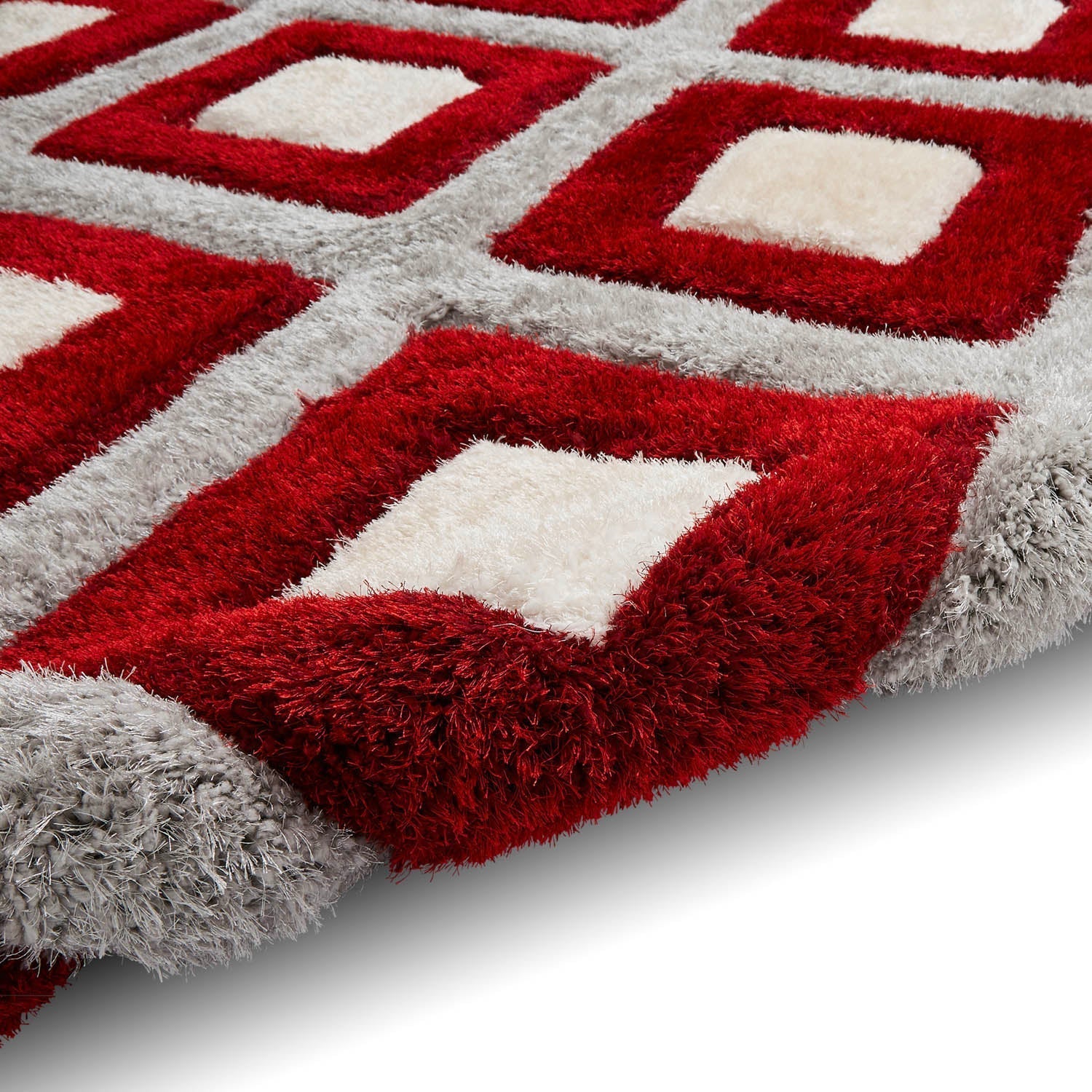 Olympia GR224 Grey/Red Geometric Rug