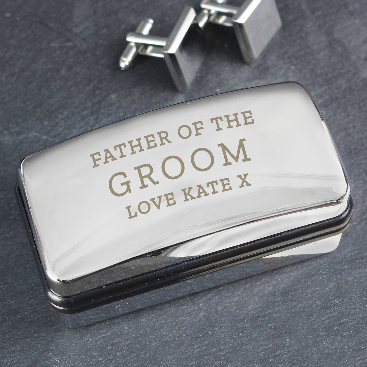 Personalised Chrome Cufflink Box