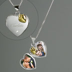 Personalised Heart Locket Necklace With Diamond & Gold Plated Charm