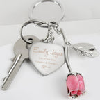 Personalised Pink Rose Keyring