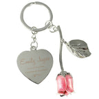 Personalised Pink Rose Keyring