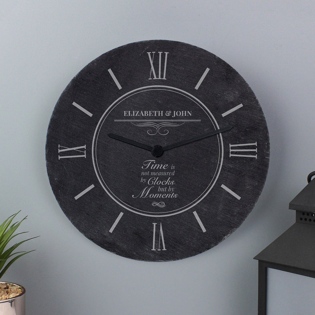 Personalised Rustic Slate Wall Clock