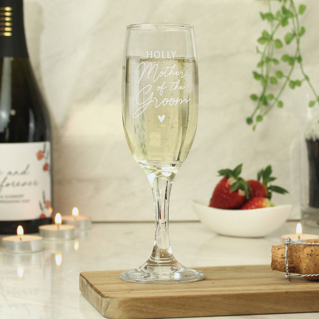 Personalised Mother of the Groom Glass Flute