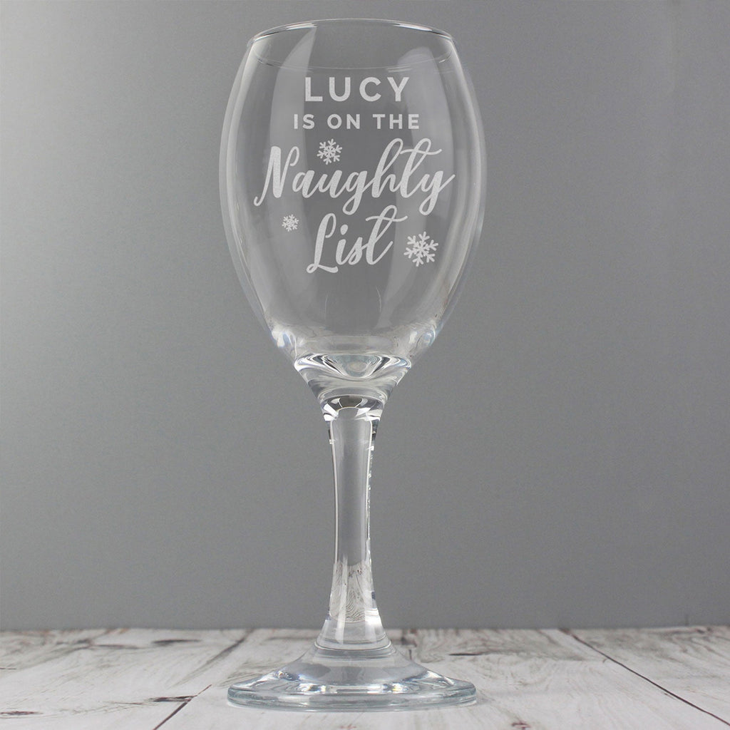 Personalised I'm On The Naughty List Wine Glass