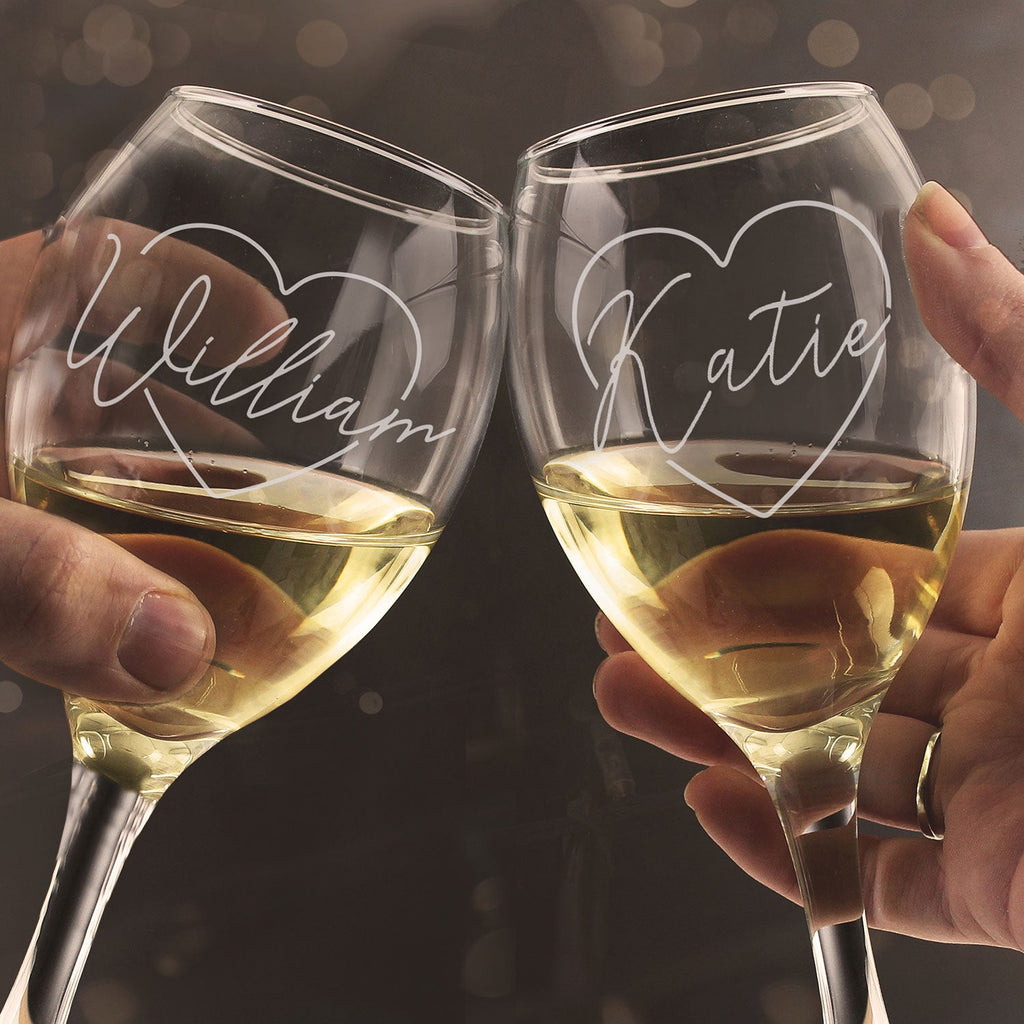 Personalised Heart Wine Glasses