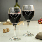 Personalised Heart Wine Glasses