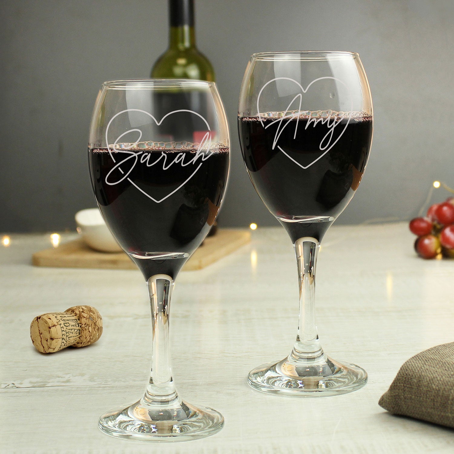 Personalised Heart Wine Glasses