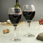 Personalised Heart Wine Glasses