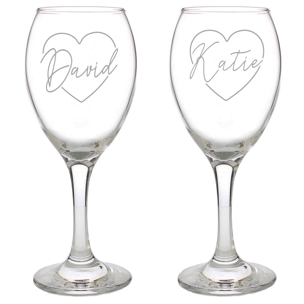 Personalised Heart Wine Glasses