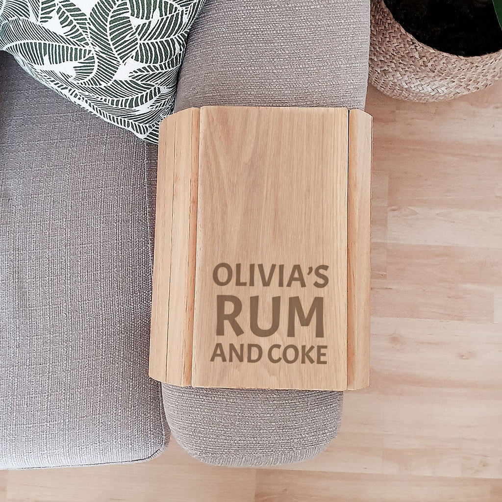 Personalised Wooden Drinks Sofa Tray