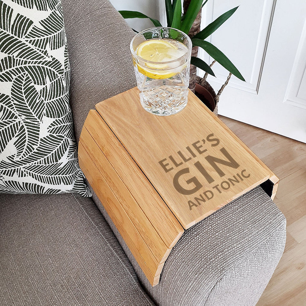 Personalised Wooden Drinks Sofa Tray