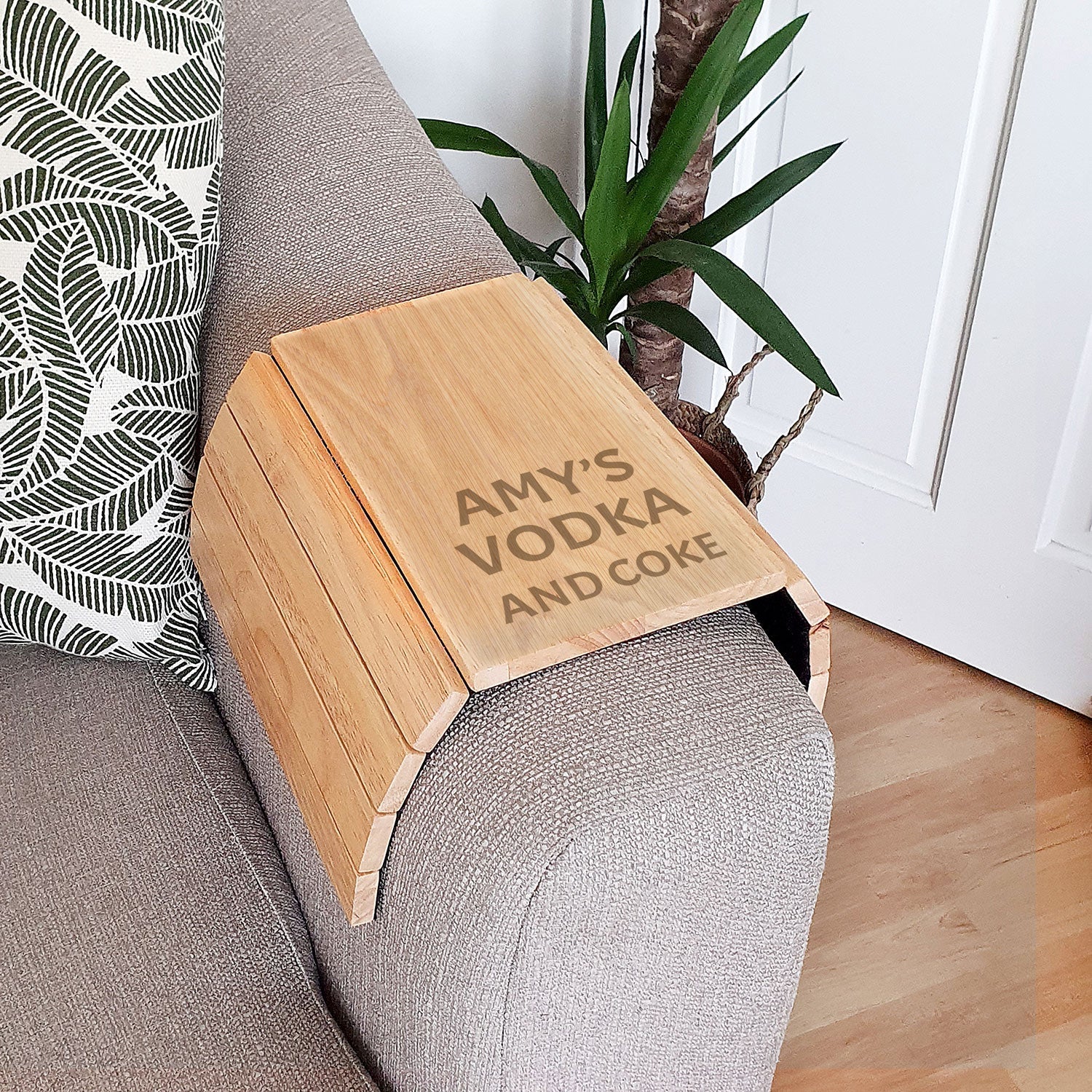 Personalised Wooden Drinks Sofa Tray