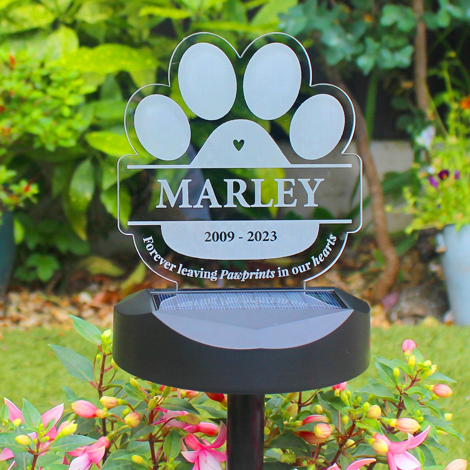 Personalised Paw Print Memorial Solar Light