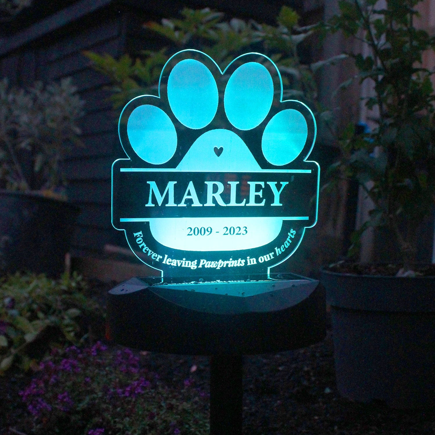 Personalised Paw Print Memorial Solar Light