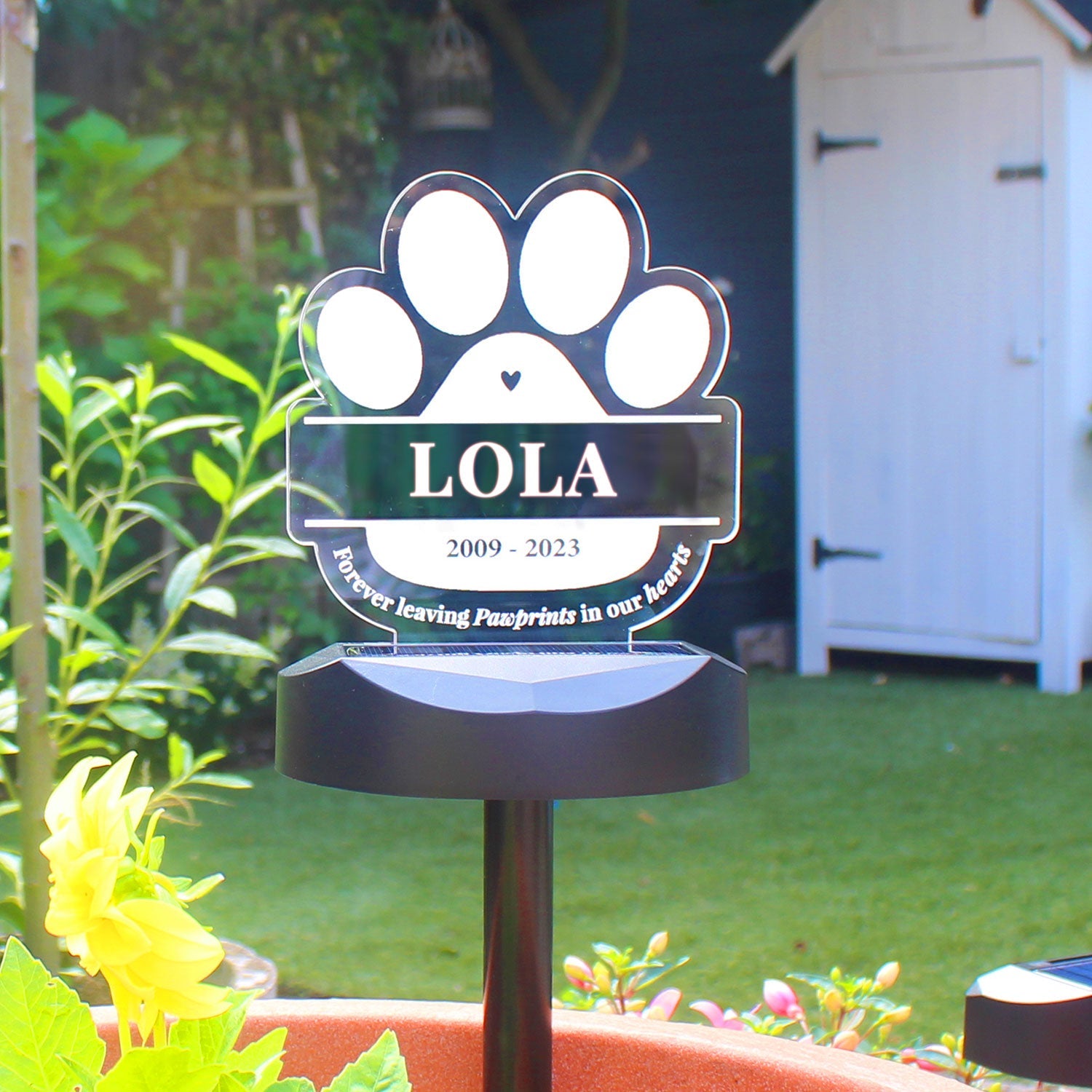 Personalised Paw Print Memorial Solar Light