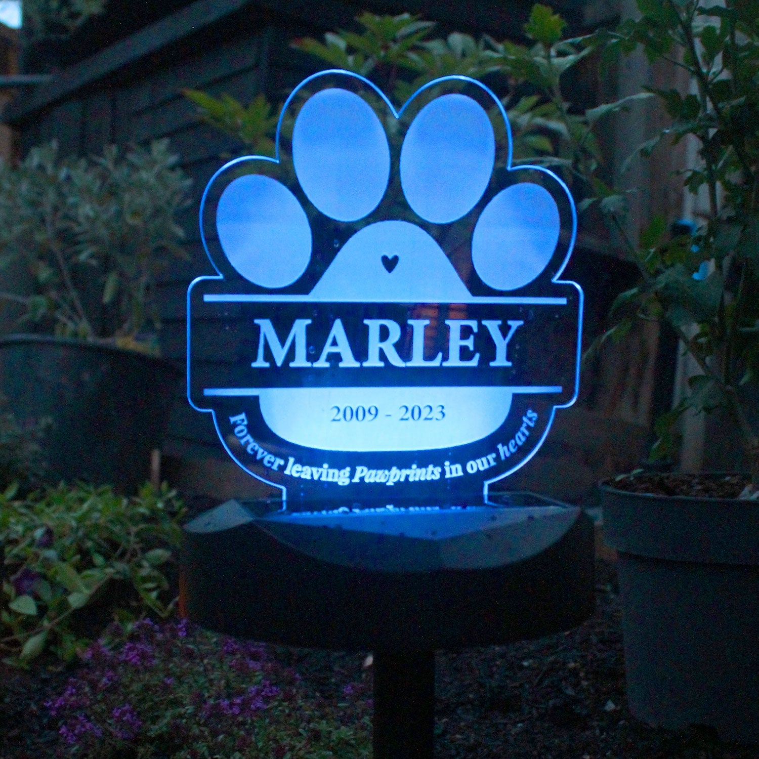 Personalised Paw Print Memorial Solar Light