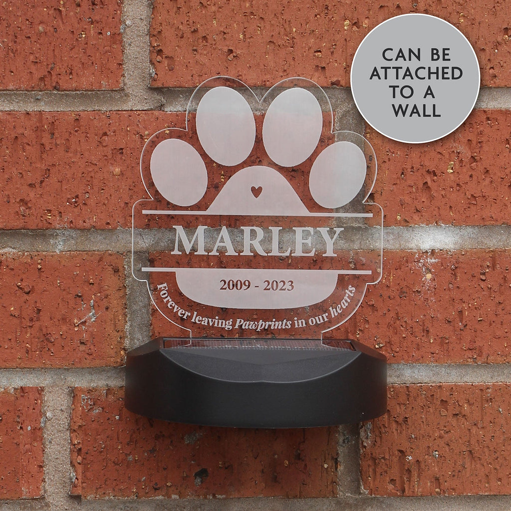 Personalised Paw Print Memorial Solar Light