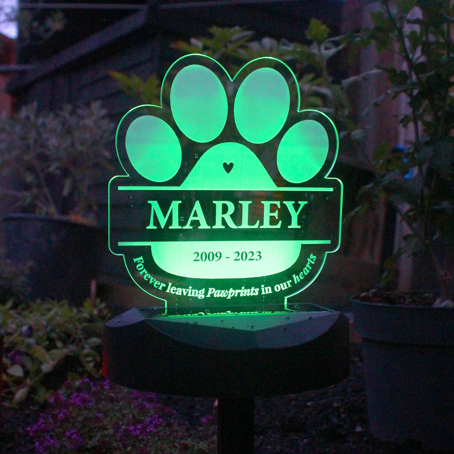 Personalised Paw Print Memorial Solar Light