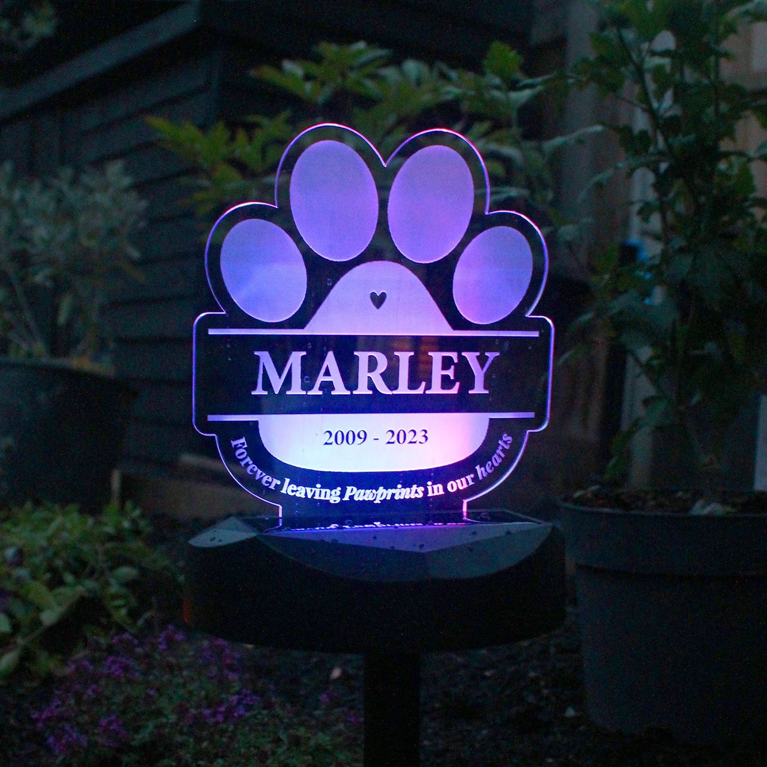 Personalised Paw Print Memorial Solar Light