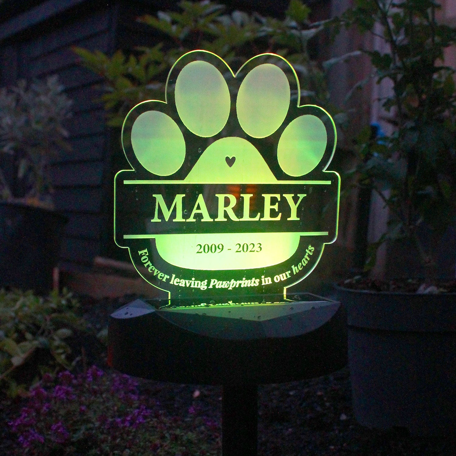 Personalised Paw Print Memorial Solar Light