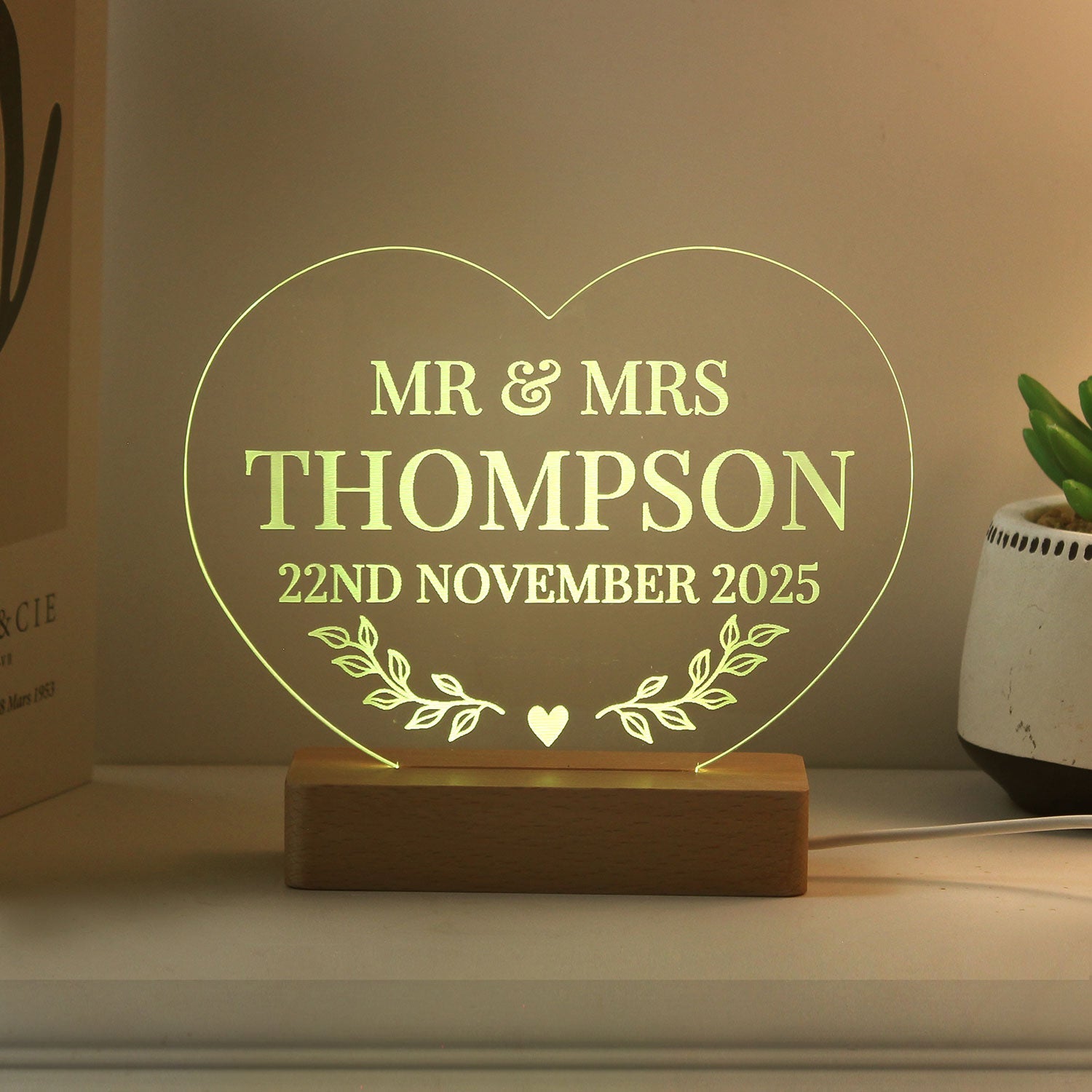 Personalised Heart Shape LED Light