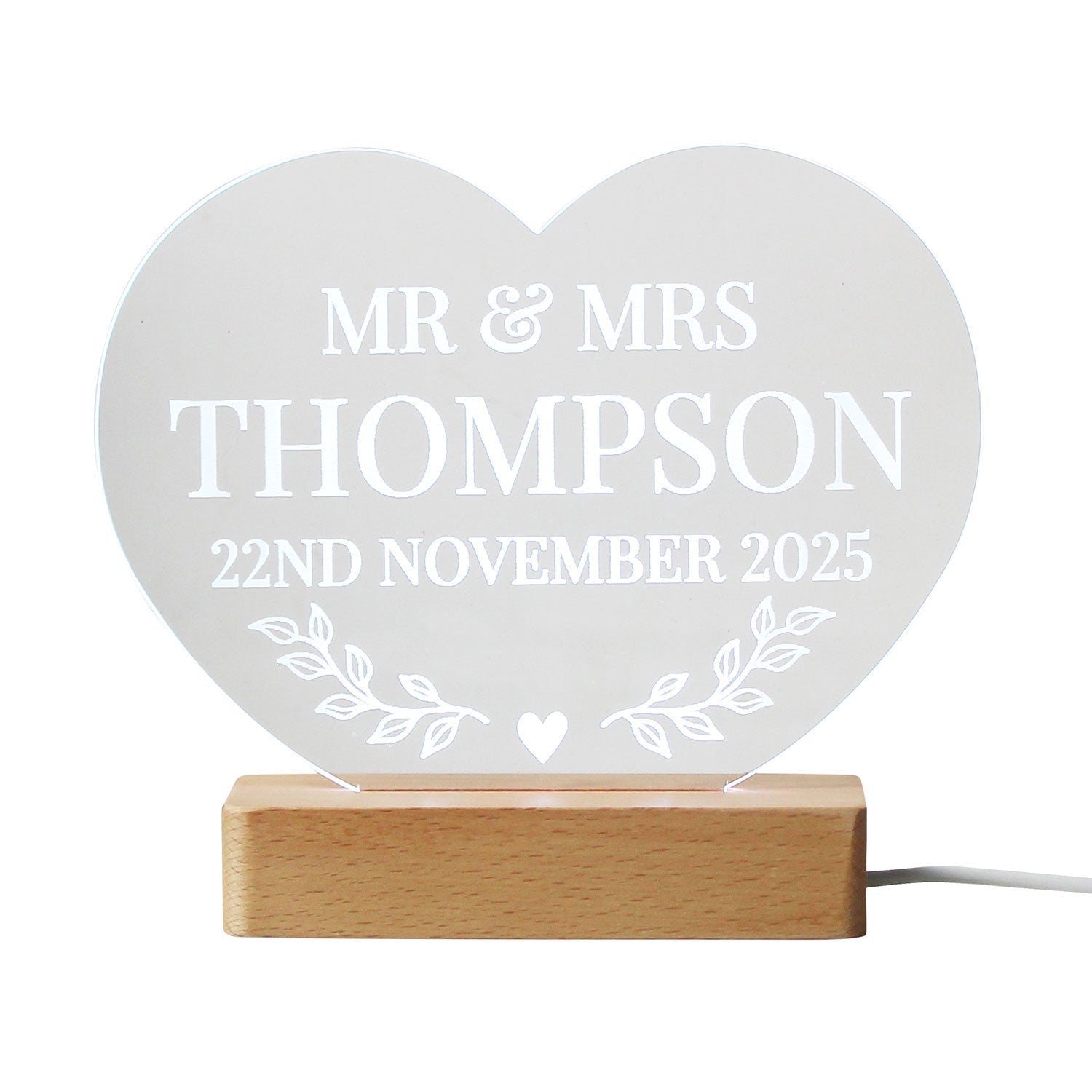 Personalised Heart Shape LED Light