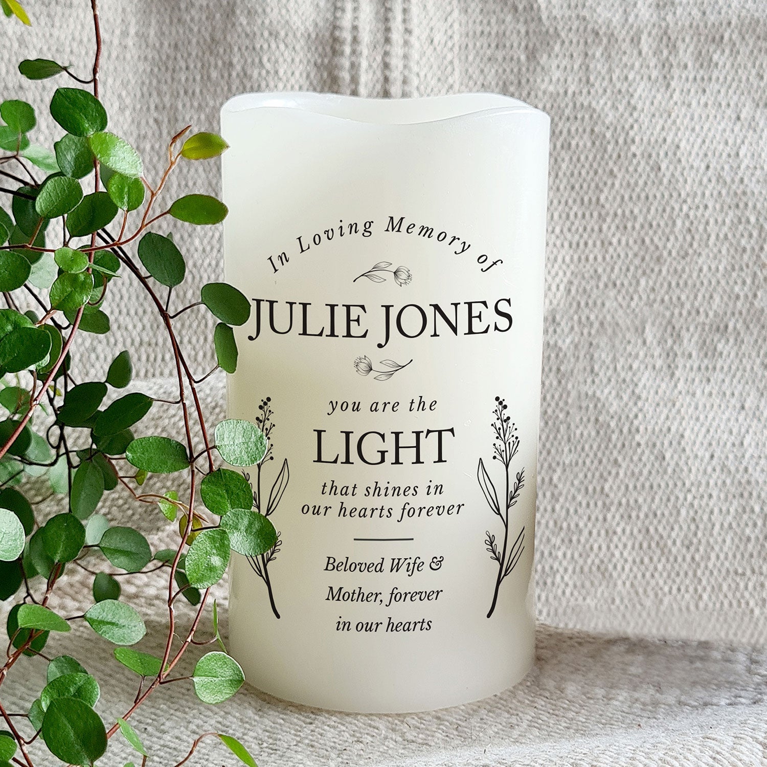 Personalised Memorial Flamelss Candle