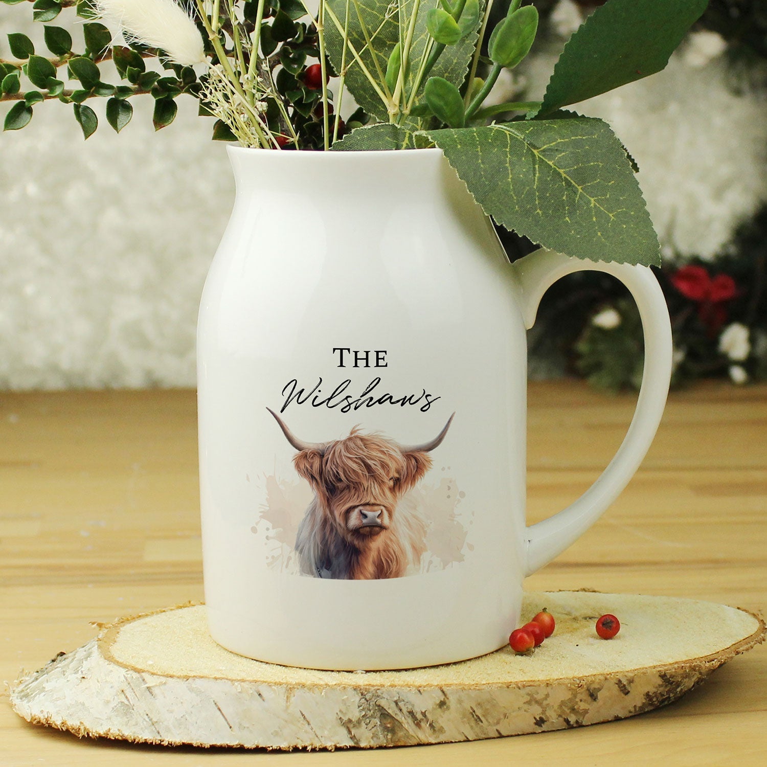 Personalised Highland Cow Jug Vase