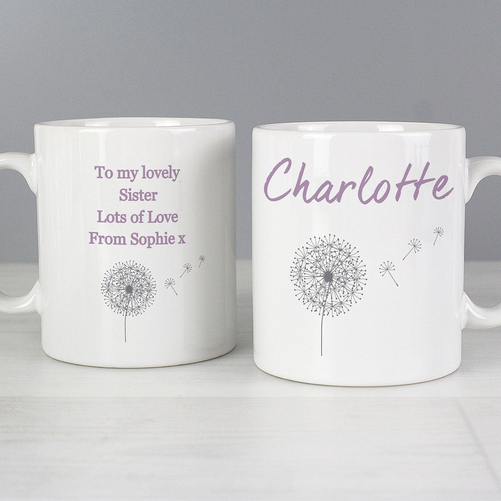 Personalised Lilac Dandelion Mug