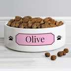 Personalised Pink Plaque Medium Pet Bowl