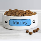 Personalised Blue Plaque Medium Pet Bowl