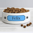 Personalised Blue Plaque Medium Pet Bowl