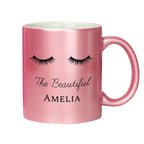 Personalised Pink Glitter Eyelashes Mug