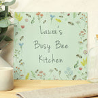 Personalised Flowers and Bees Glass Chopping Board