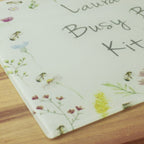 Personalised Flowers and Bees Glass Chopping Board