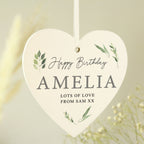 Personalised Botanical Wooden Heart Sign